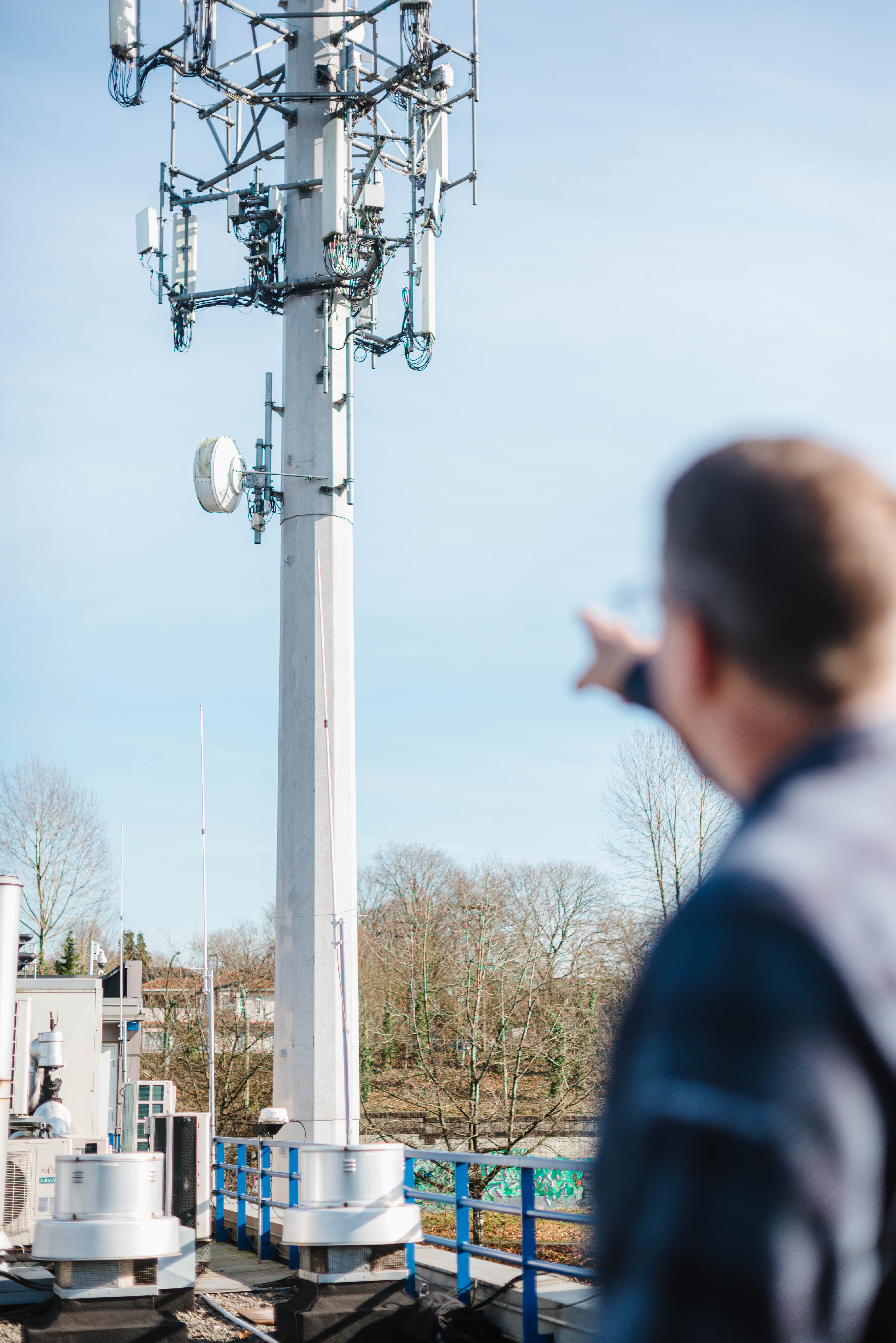 Dave points to radio equipment