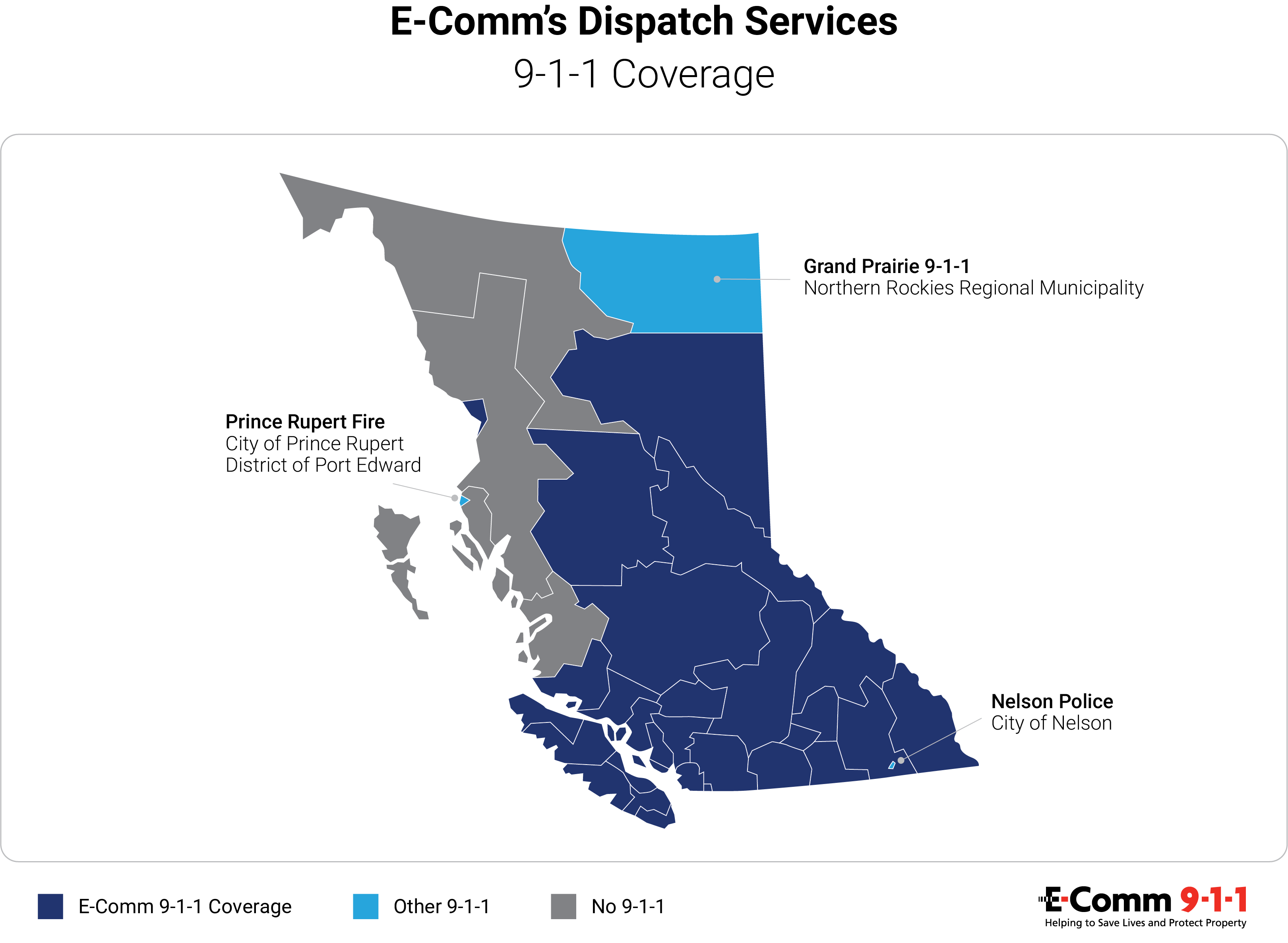 9-1-1 Coverage Map in British Columbia
