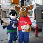ALI joined other famous mascots on the streets of downtown Vancouver September 25 to help raise funds for Raise-a-Reader Day.