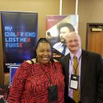 E-Comm connected with mayors, councillors and civic officials at the Lower Mainland Local Government Association Conference May 8-10, 2019. In the photo: Coquitlam City Councillor Trish Mandewo and E-Comm CEO Oliver Grüter-Andrew.